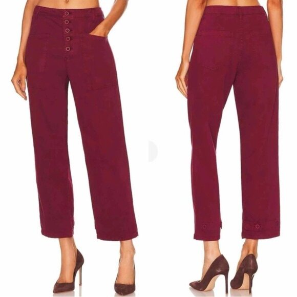 Pistola‎ X Revolve Tammy High Rise Trouser Merlot Burgundy Exposed Button Fly 30 - Picture 3 of 16